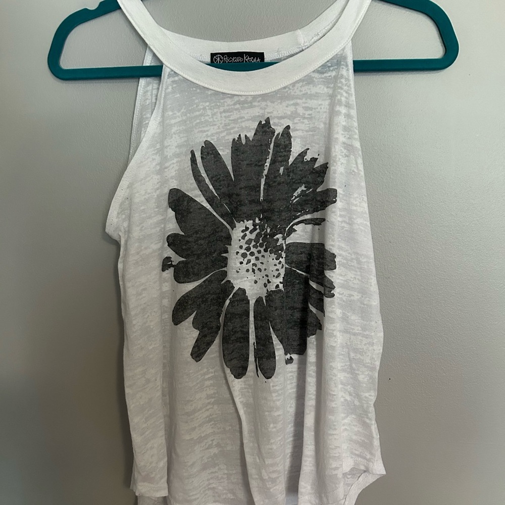 Recycled Karma White Tanktop Flower M